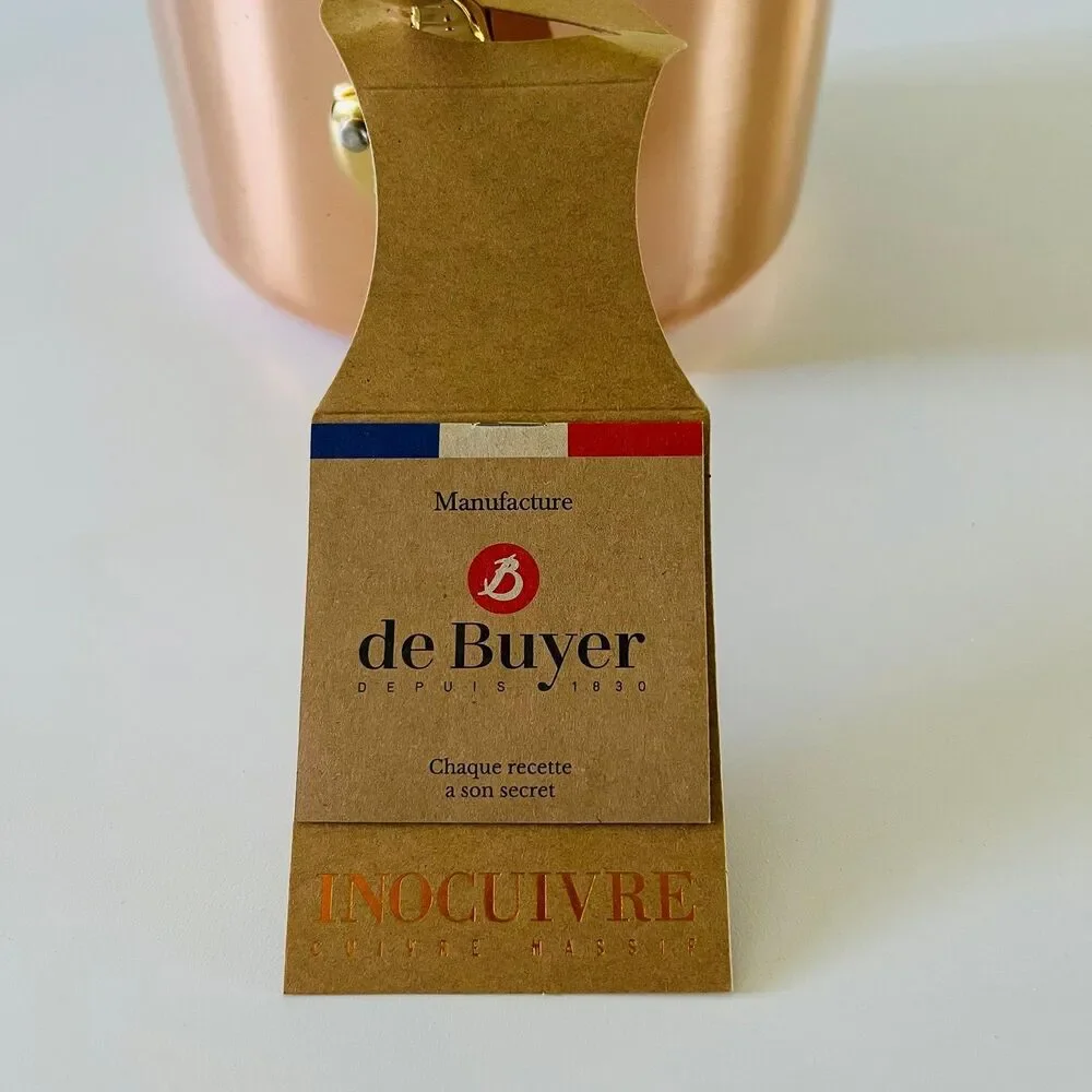 DE BUYER Incouivre Service Copper Saucepan with Brass Handle, 1.6 Qt